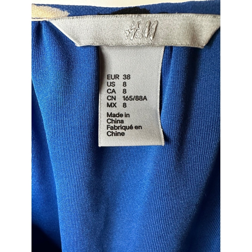 H&M Blue Asymmetrical Printed Dress – Size 8‎ - Picture 4 of 6